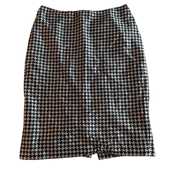 Vintage Ralph Lauren Black Label Women's Silk Houndstooth Skirt Size 4 Timeless
